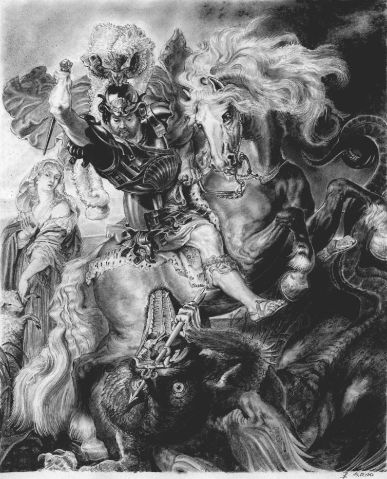 Georg and the dragon = rubens drawing