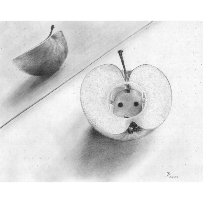 Kernenergie = Apfel Zeichnung
