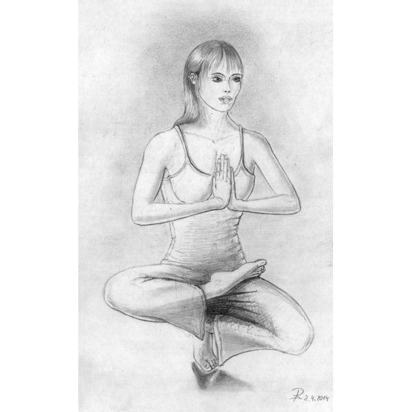 Raja Yoga Asana = comic drawing